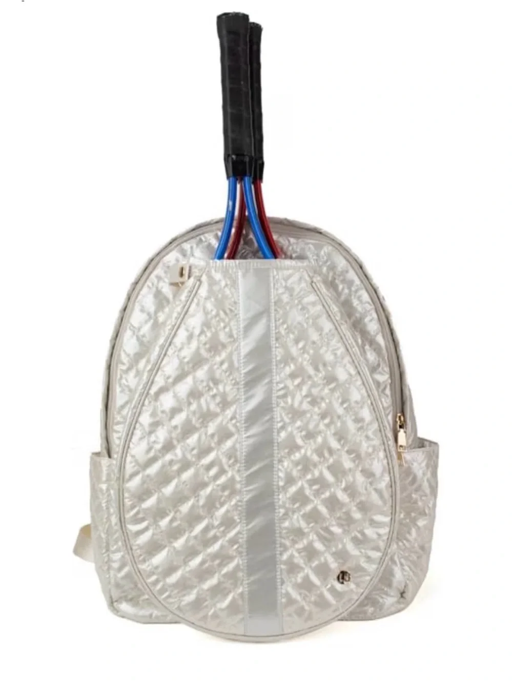 Lemonbella Quilted tennis / pickleball Metallic Cream Backpack for Women